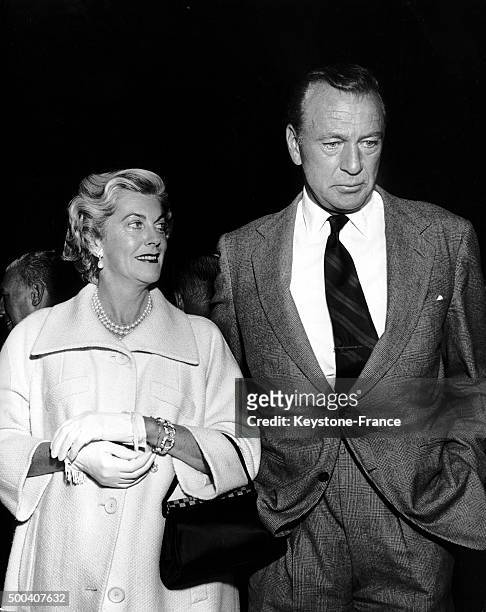 The American actor Gary Cooper and his wife Veronica, one of the most famous couple of Hollywood on June 2, 1959 in United States.