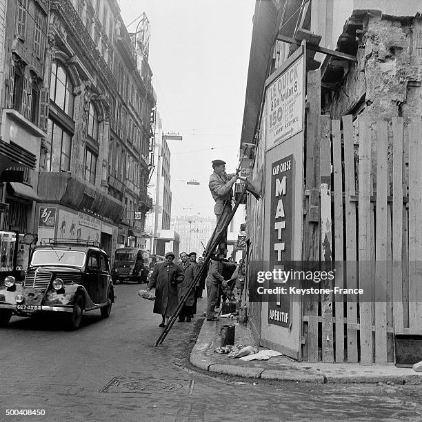 Street scene, 1956 in Marseille, France.