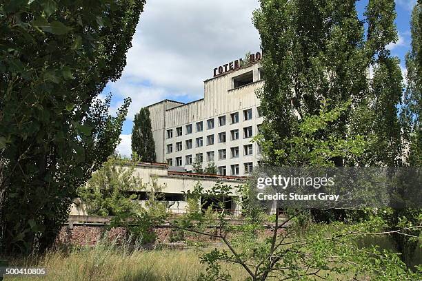 abandoned hotel, pripyat - chernobyl fotografías e imágenes de stock