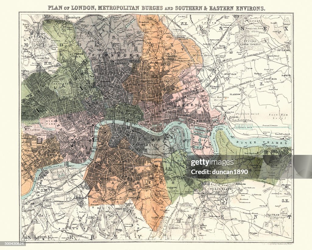 Antquie Map of London, 1880