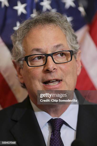 Rabbi Jack Moline, executive director of Interfaith Alliance, speaks during a news conference with senators and national religious leaders to respond...