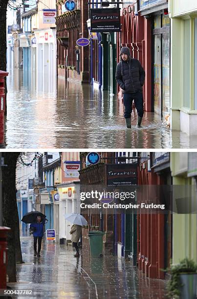 In this composite a comparison has been made between a scene of the High Street in Cockermouth photographed on December 6, 2015 and on December 8,...