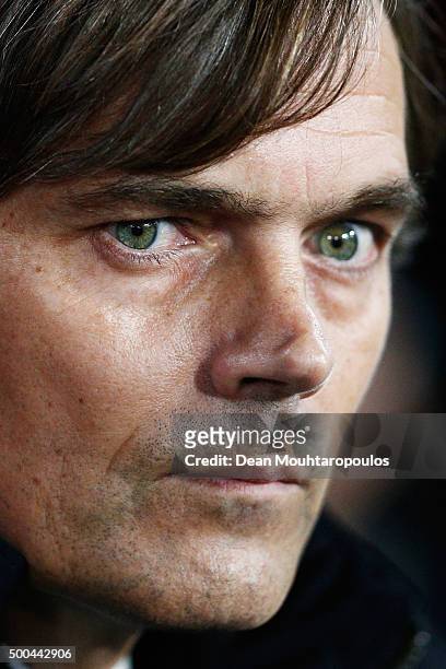 Manager / head coach, Phillip Cocu looks on during the group B UEFA Champions League match between PSV Eindhoven and CSKA Moscow held at Philips...
