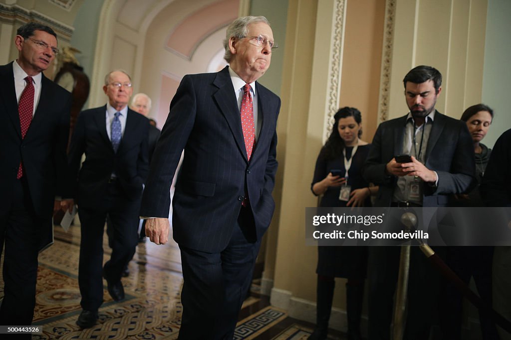 Senate Lawmakers Address The Press After Their Weekly Policy Luncheons