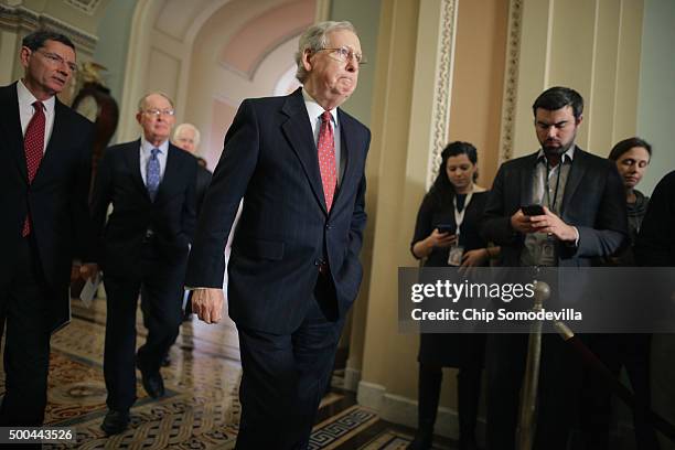 Sen. John Barrasso , Sen. Lamar Alexander and Senate Majority Leader Mitch McConnell hold a news conference following the weekly Senate Republican...