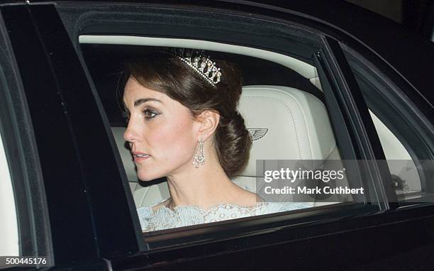 Catherine, Duchess of Cambridge attends the Diplomatic Reception at Buckingham Palace on December 8, 2015 in London, England.