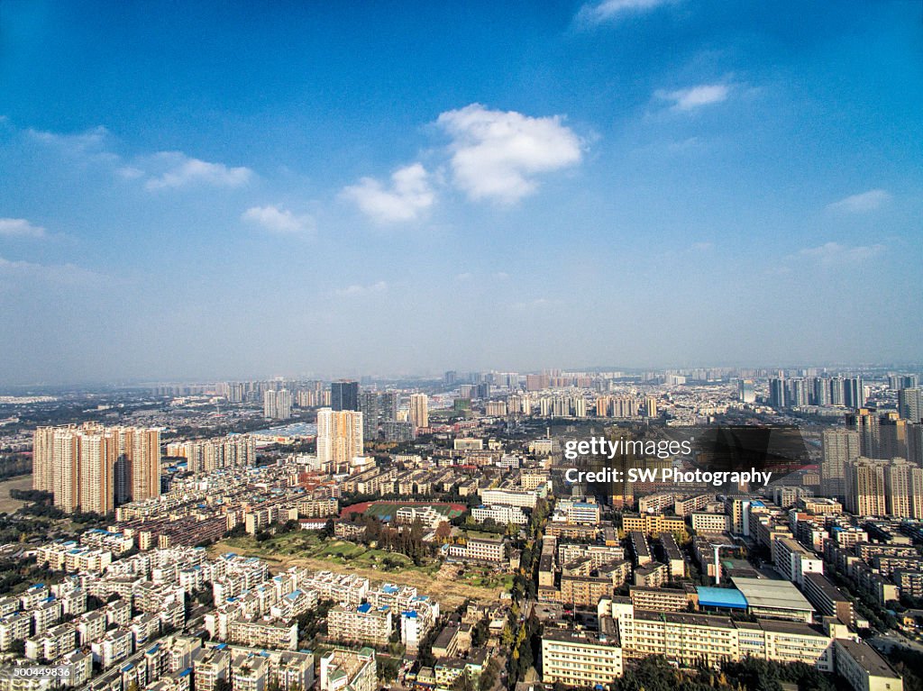 Aero photo of Chengdu city, China