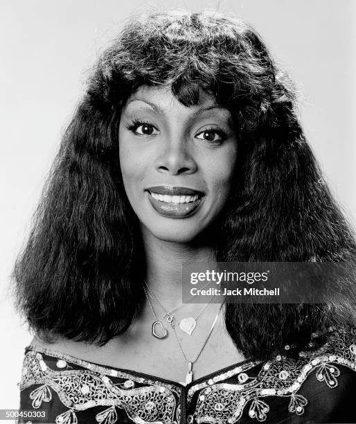 Donna Summer photographed in 1976 just after her hit 'Love to Love You Baby' became a platinum single.