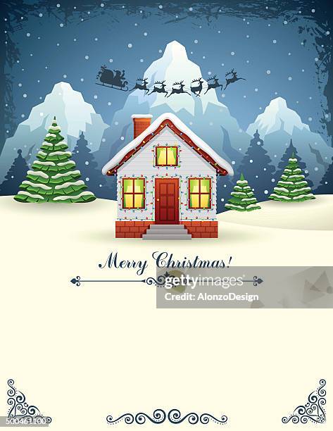 stockillustraties, clipart, cartoons en iconen met house of santa claus - 2017