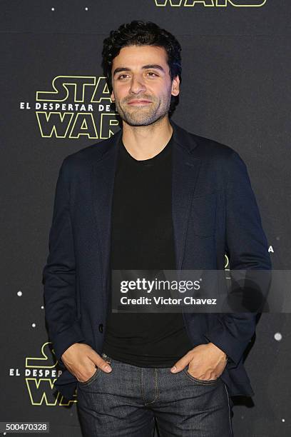 Actor Oscar Isaac attends the "Star Wars: The Force Awakens" Mexico City photo call at St Regis Hotel on December 8, 2015 in Mexico City, Mexico.
