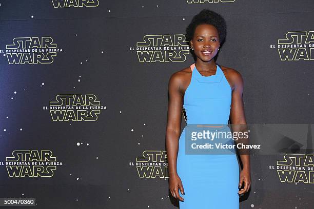 Actress Lupita Nyong'o attends the "Star Wars: The Force Awakens" Mexico City photo call at St Regis Hotel on December 8, 2015 in Mexico City, Mexico.