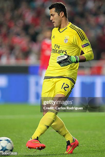 Benfica's goalkeeper Julio Cesar during the match between SL Benfica and Club Atletico de Madrid for the UEFA Champions League at Estadio da Luz on...