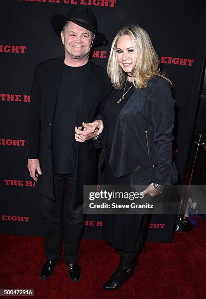 Micky Dolenz and Donna Quinter arrives at the Premiere Of The Weinstein Company's "The Hateful Eight" at ArcLight Cinemas Cinerama Dome on December...