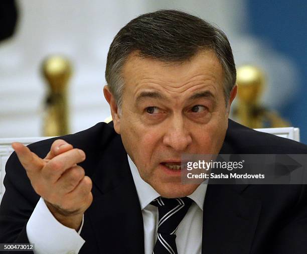 Russian billionaire and businessman Aras Agalarov attends a meeting of Presidential Council on Sport and Physical Cutlure to review...