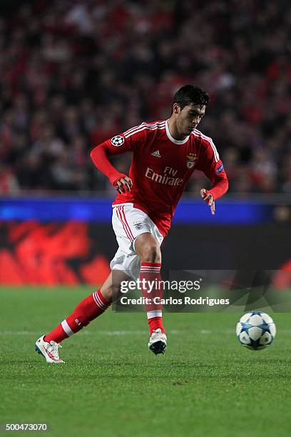 Benfica's forward Raul Jimenez during the match between SL Benfica and Club Atletico de Madrid for the UEFA Champions League at Estadio da Luz on...