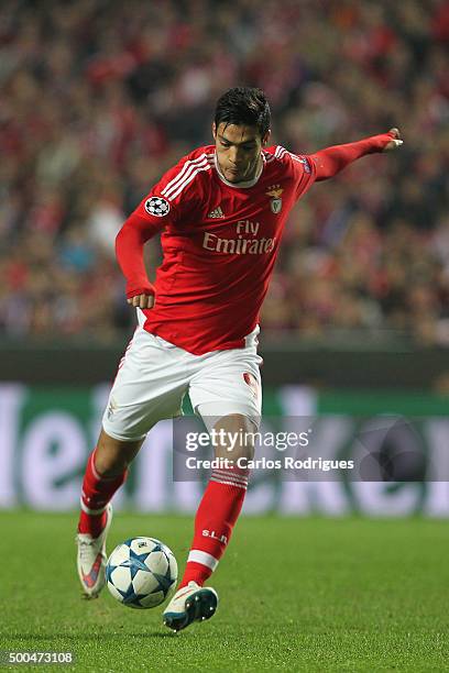 Benfica's forward Raul Jimenez during the match between SL Benfica and Club Atletico de Madrid for the UEFA Champions League at Estadio da Luz on...
