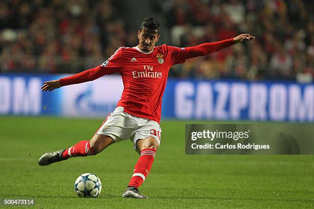 Benfica's midfielder Andre Almeida during the match between SL Benfica and Club Atletico de Madrid for the UEFA Champions League at Estadio da Luz on...
