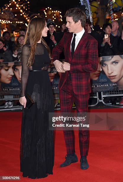 Eddie Redmayne and Hannah Bagshawe attend the UK Film Premiere of "The Danish Girl" on December 8, 2015 in London, United Kingdom.