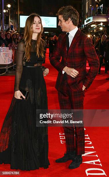 Eddie Redmayne and wife Hannah Bagshawe attend the UK Premiere of "The Danish Girl" at Odeon Leicester Square on December 8, 2015 in London, United...