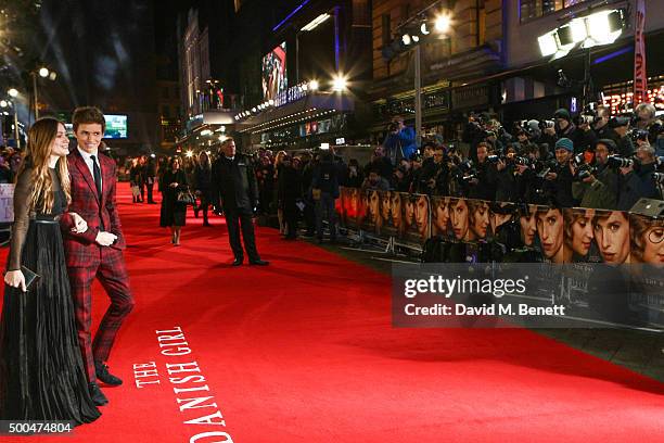 Eddie Redmayne and wife Hannah Bagshawe attend the UK Premiere of "The Danish Girl" at Odeon Leicester Square on December 8, 2015 in London, United...