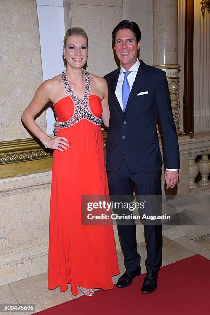 Maria Hoefl-Riesch and her husband Marcus Hoefl attend the Charity Dinner for children rights at Hamburg townhall on December 8, 2015 in Hamburg,...