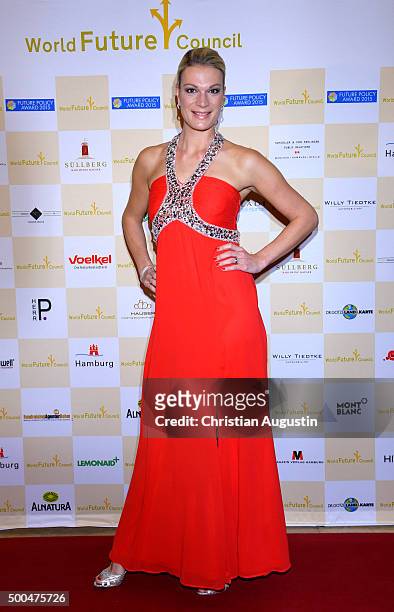 Maria Hoefl-Riesch attends the Charity Dinner for children rights at Hamburg townhall on December 8, 2015 in Hamburg, Germany.