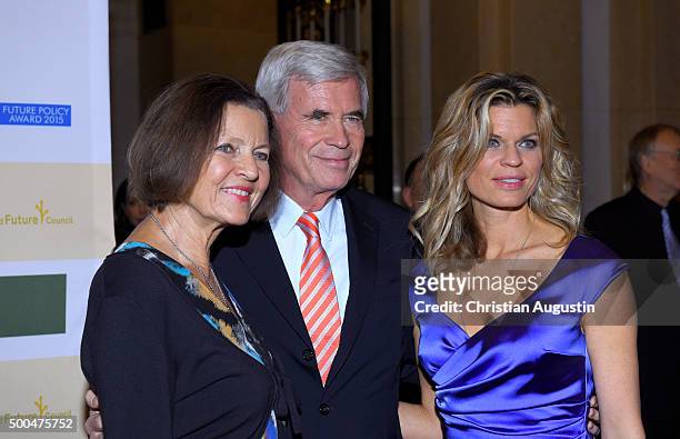 Christl Otto, Michael Otto and their daughter Janina Otto attend the Charity Dinner for children rights at Hamburg townhall on December 8, 2015 in...