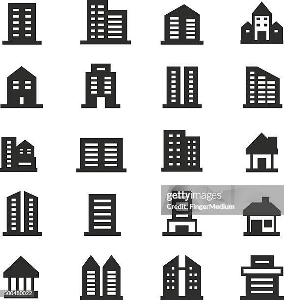 ilustrações, clipart, desenhos animados e ícones de edifícios ícones - tall high