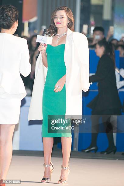 Australian model Miranda Kerr attends Swarovski Christmas Tree lighting ceremony on December 8, 2015 in Chengdu, Sichuan Province of China.