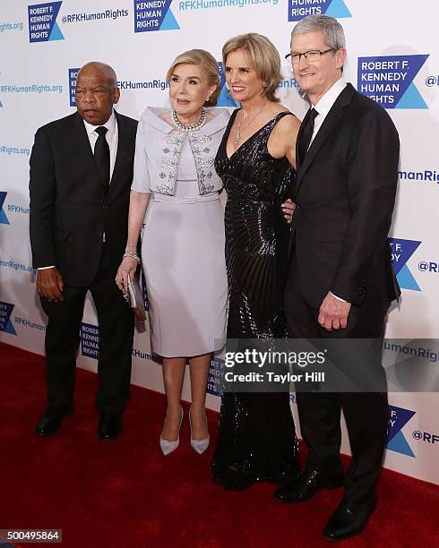 John Lewis, Marianna Vardinoyannis, Kerry Kennedy, and Tim Cook attend the Robert F. Kennedy Human Rights 2015 Ripple Of Hope Awards at New York...