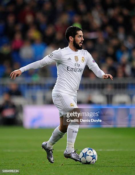 Isco of Real Madrid in action during the UEFA Champions League Group A match between Real Madrid CF and Malmo FF at the Santiago Bernabeu stadium on...