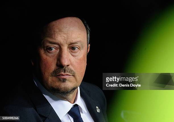 Real Madrid manager Rafa Benitez looks on during the UEFA Champions League Group A match between Real Madrid CF and Malmo FF at the Santiago Bernabeu...