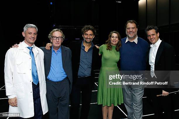 Edwin Crosley-Mercer, Dominique Mercy, Jonas Kaufmann, Sophie Koch, Bryn Terfel and Philippe Jordan attend the gala of AROP and the Representation of...