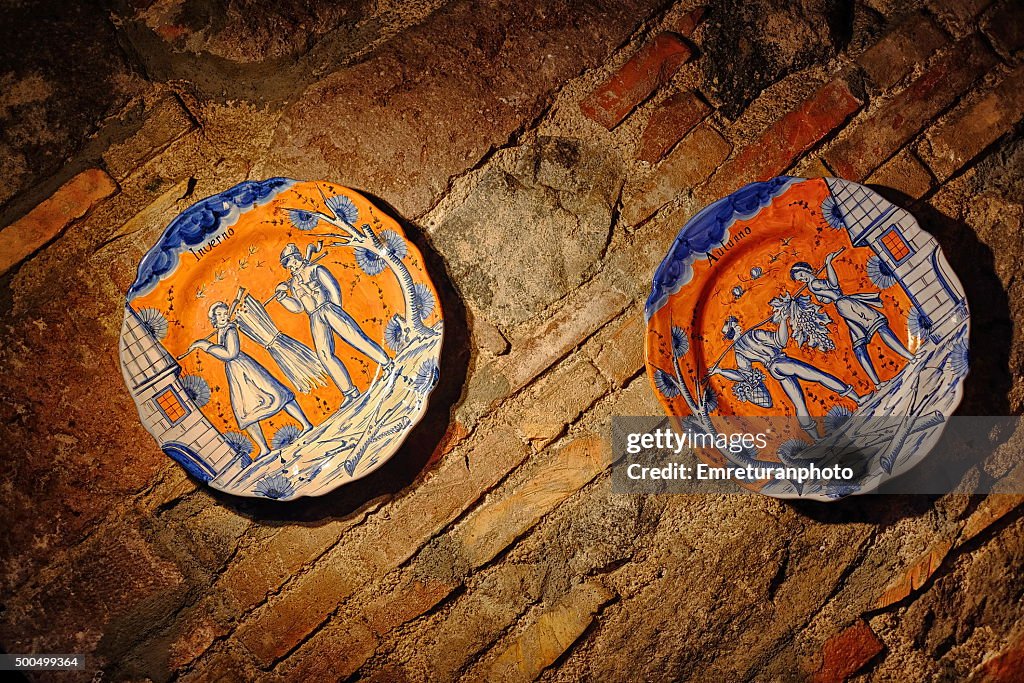 Hand made Italian decorated pottery plates