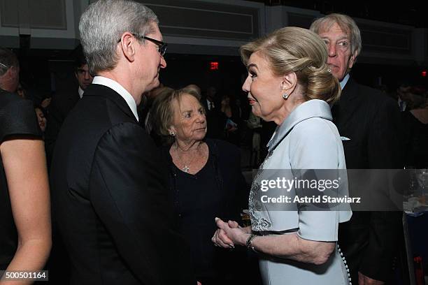 Apple CEO Tim Cook, Ethel Kennedy, UNESCO Ambassador Marianna Vardinoyannis, and Evercore Co-founder Roger Altman attend as Robert F. Kennedy Human...