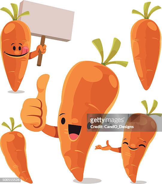 carrot cartoon set c - kawaii food stock illustrations