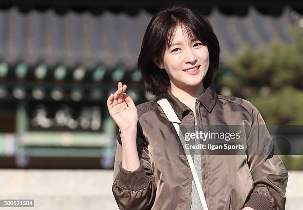Lee Young-ae poses for photographs during the SBS 'Saimdang, the Herstory' filming at Ojukheon House on November 30, 2015 in Gangwon-do, South Korea.