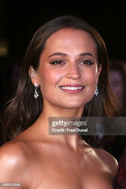 Alicia Vikander attends the UK Premiere of "The Danish Girl" at Odeon Leicester Square on December 8, 2015 in London, England.