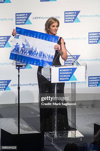 Kerry Kennedy speaks onstage at the Robert F. Kennedy Human Rights 2015 Ripple Of Hope Awards at the New York Hilton Midtown on December 8, 2015 in...