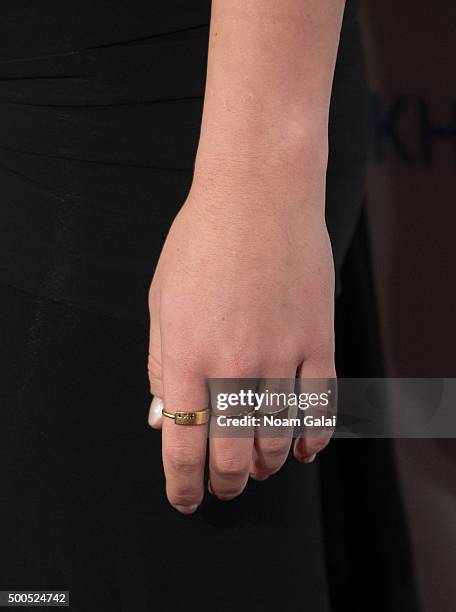 Michaela Kennedy Cuomo, ring detail, attends the Robert F. Kennedy human rights 2015 Ripple of Hope awards at New York Hilton Midtown on December 8,...