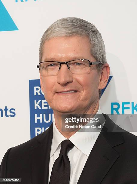 Apple CEO Tim Cook attends the Robert F. Kennedy human rights 2015 Ripple of Hope awards at New York Hilton Midtown on December 8, 2015 in New York...