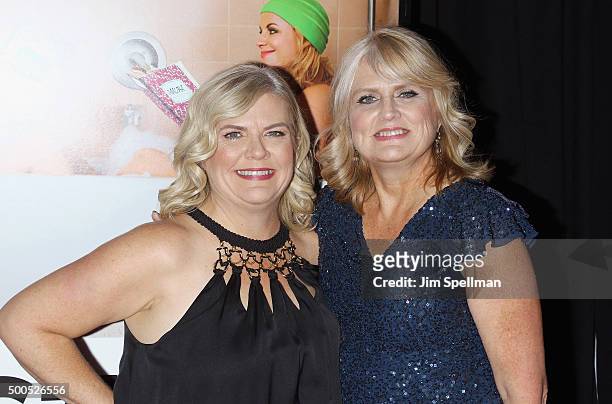 Writer Paula Pell and sister Patti DeLaCruz attend the "Sisters" New York premiere at Ziegfeld Theater on December 8, 2015 in New York City.