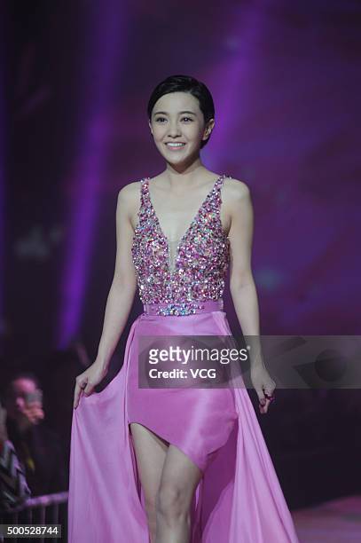 Actress Amber Kuo attends KanS show on December 8, 2015 in Shanghai, China.