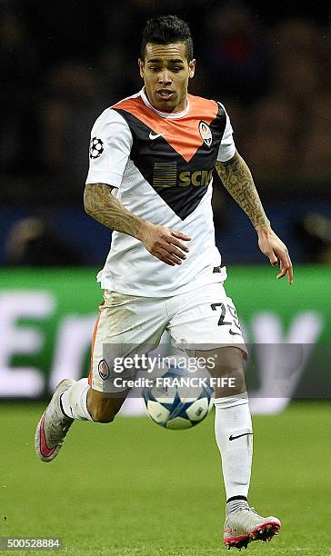 Shakhtar Donetsk's Brazilian midfielder Alex Teixeira controls the ball during the UEFA Champions League group A football match between...