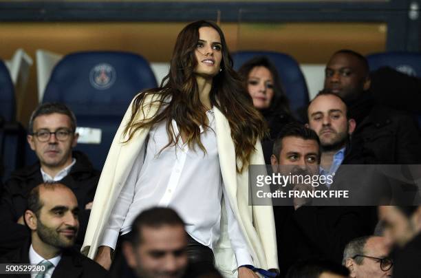 Brazilian model Izabel Goulart attends the UEFA Champions League group A football match between Paris-Saint-Germain and Shakhtar Donetsk at the Parc...