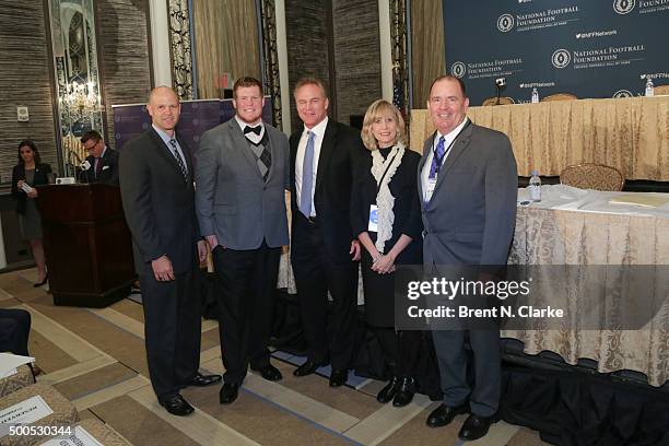 Danny Wuerffel, recipient of the 2015 Wuerffel Trophy Ty Darlington, 2015 College Football Hall of Fame class member Brian Bosworth, guest and Tom...