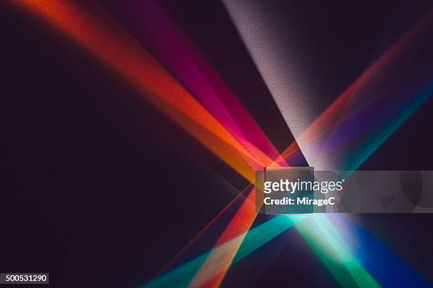 prism with colorful spectrum - プリズム　レンズ ストックフォトと画像