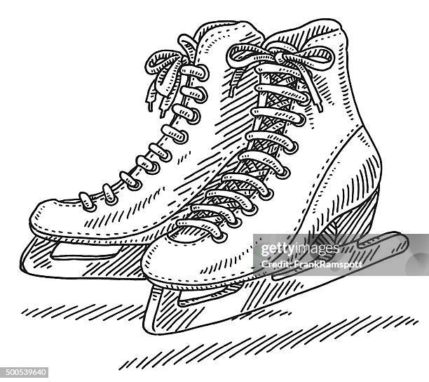 pair of ice skates drawing - ice skate stock illustrations