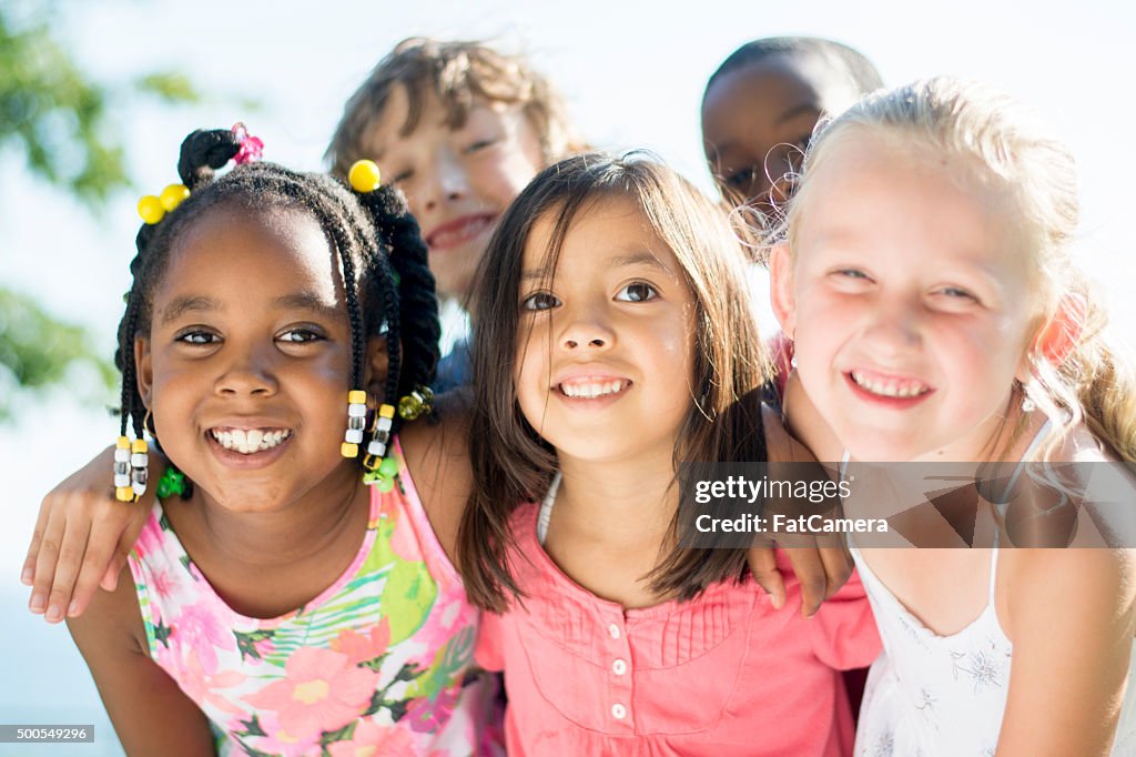 Children Playing Outside on a Sunny Day