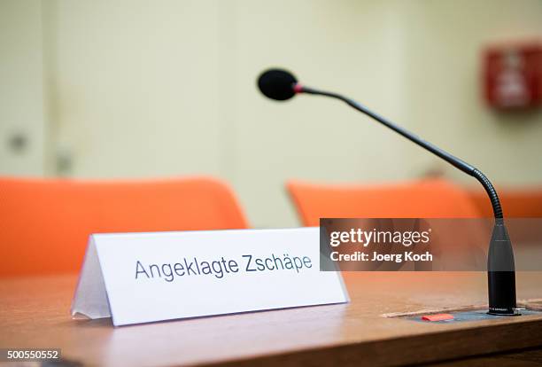 Seat is prepared ready for Beate Zschaepe, the main defendant in the NSU neo-Nazi murder trial, to testify on day 249 of the trial at the...